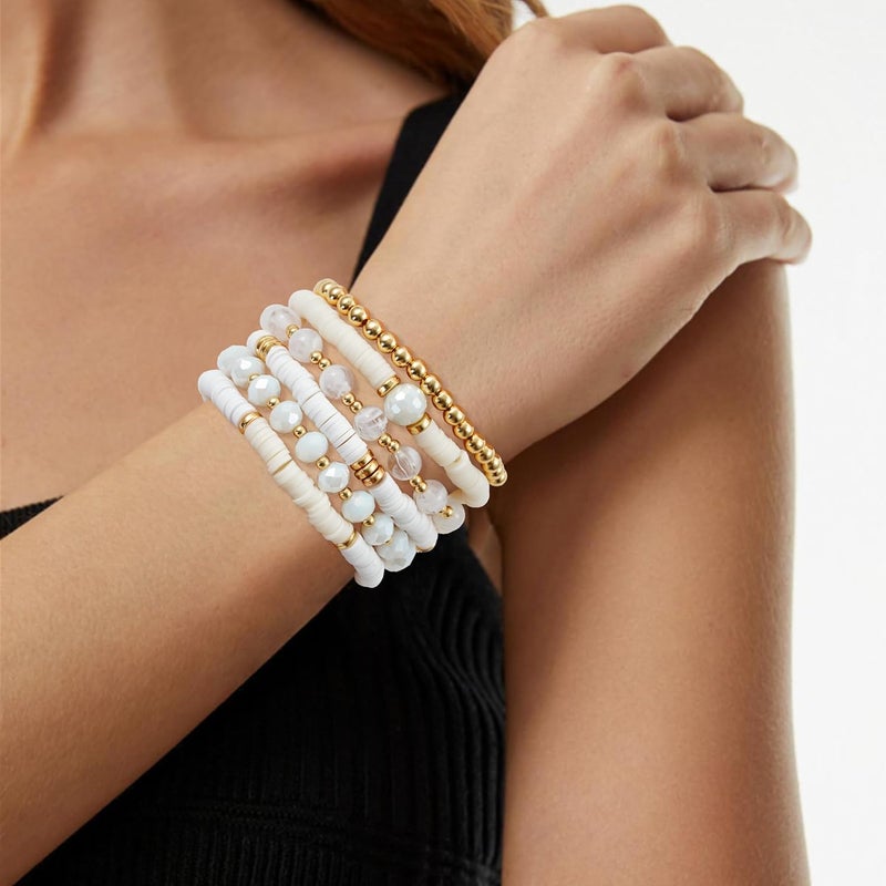 Aigrnc Boho Beaded Stretch Bracelets For Women Stackable Crystal Gold Plated Beaded Bracelets Set Trendy Handmade Friendship Braeclet Jewelry Gifts - Image 4